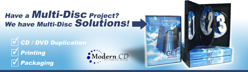 Have a multi-disc project? We have multi-disc packaging solutions. Request a quote today for pricing on CD Duplication, CD Printing, DVD Duplication, DVD Printing, CD/DVD Packaging and more.