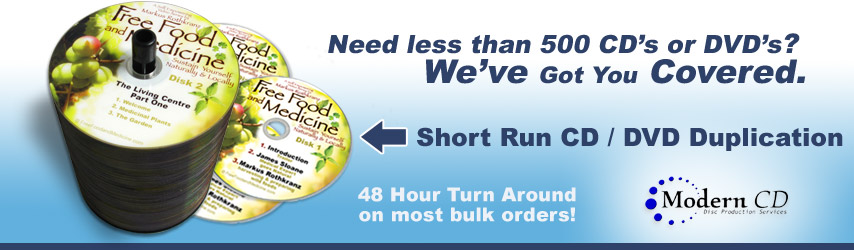 Need less than 500 CDs or DVDs? We've got you covered. Short Run CD Duplication and Short Run CD Duplication is our specialty. 48 Hour turn around on most bulk duplication and printing orders.